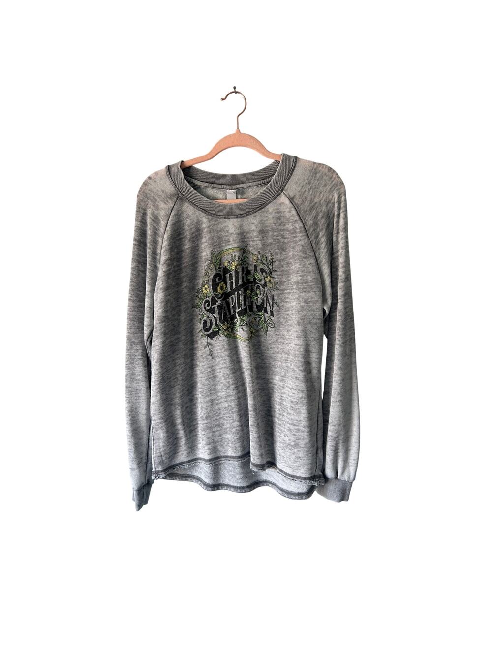 Chris Stapleton Gray Burnout Long Sleeve Top Large